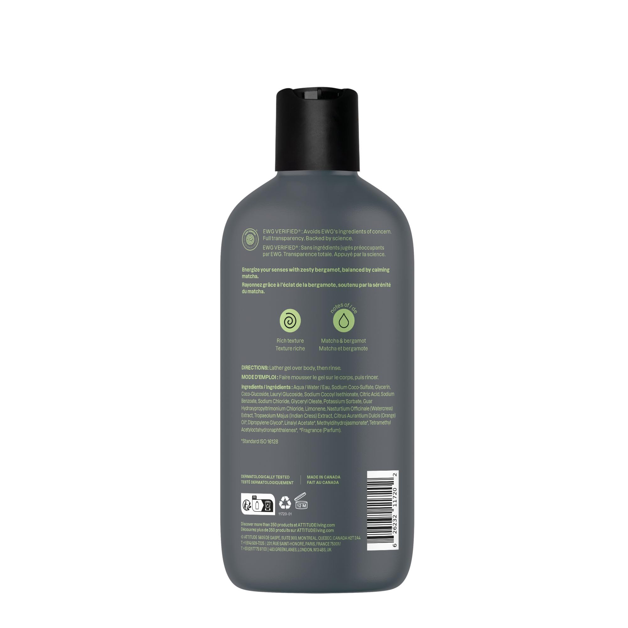 ATTITUDE gel de ducha para hombre, aroma fresco que mejora la rutina diaria.