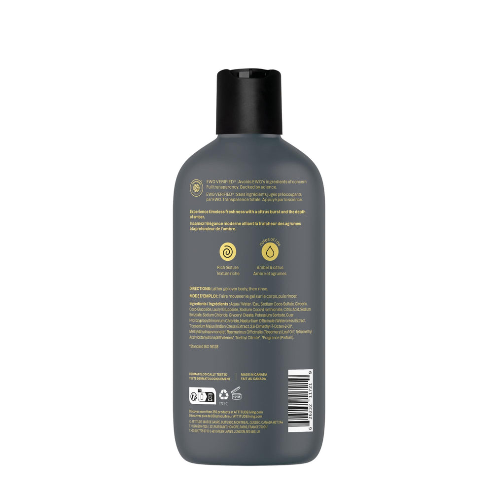 ATTITUDE gel de ducha para hombre, opción vegana para cuidado diario.