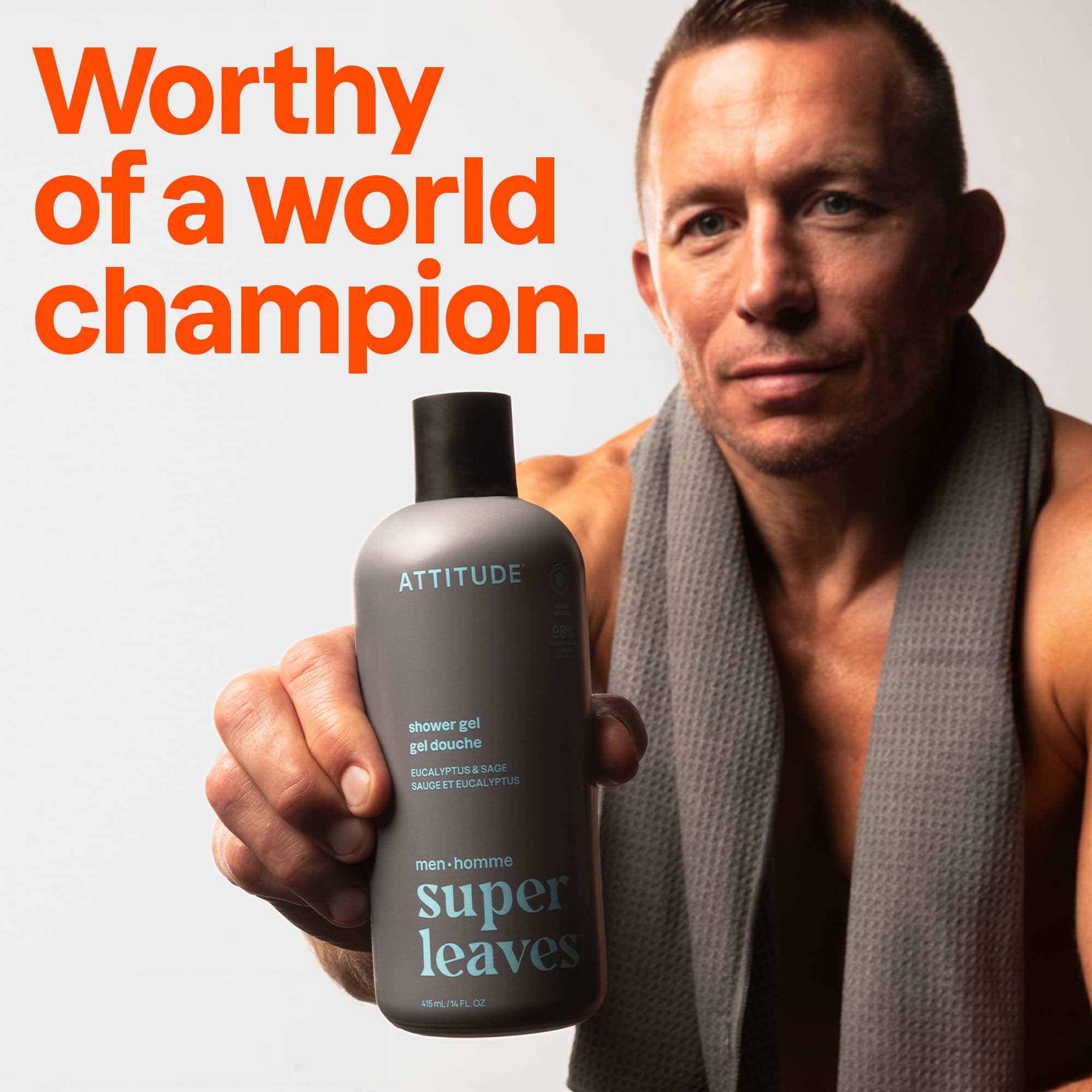 ATTITUDE gel de ducha hombres espuma densa, limpieza suave para pieles sensibles.