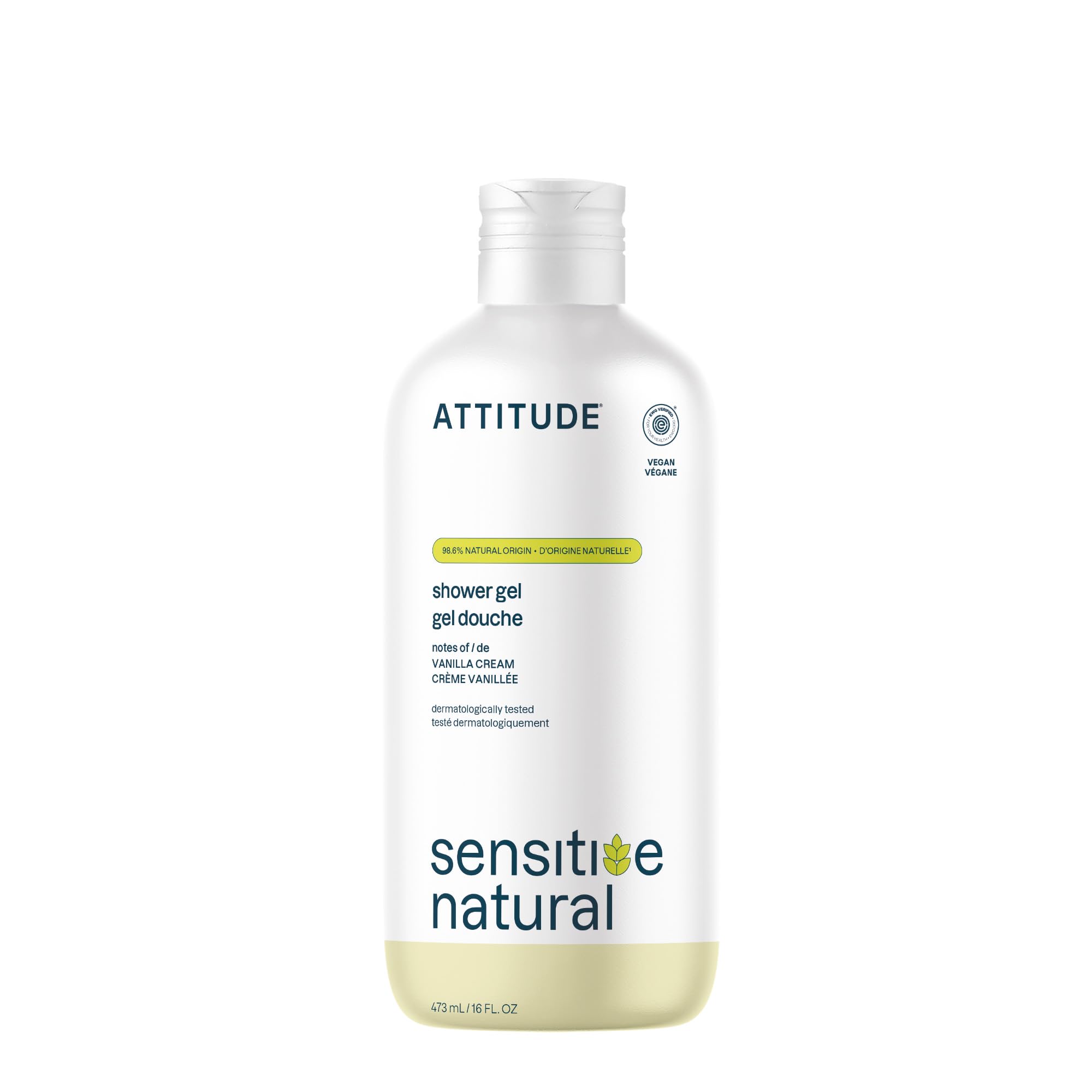 ATTITUDE gel de ducha piel sensible: botella en baño para cuidado suave diario