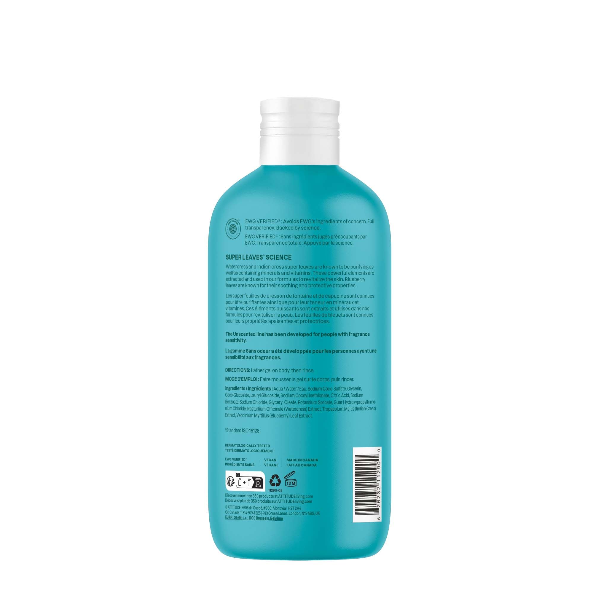 ATTITUDE gel de ducha, rutina suave para piel delicada.