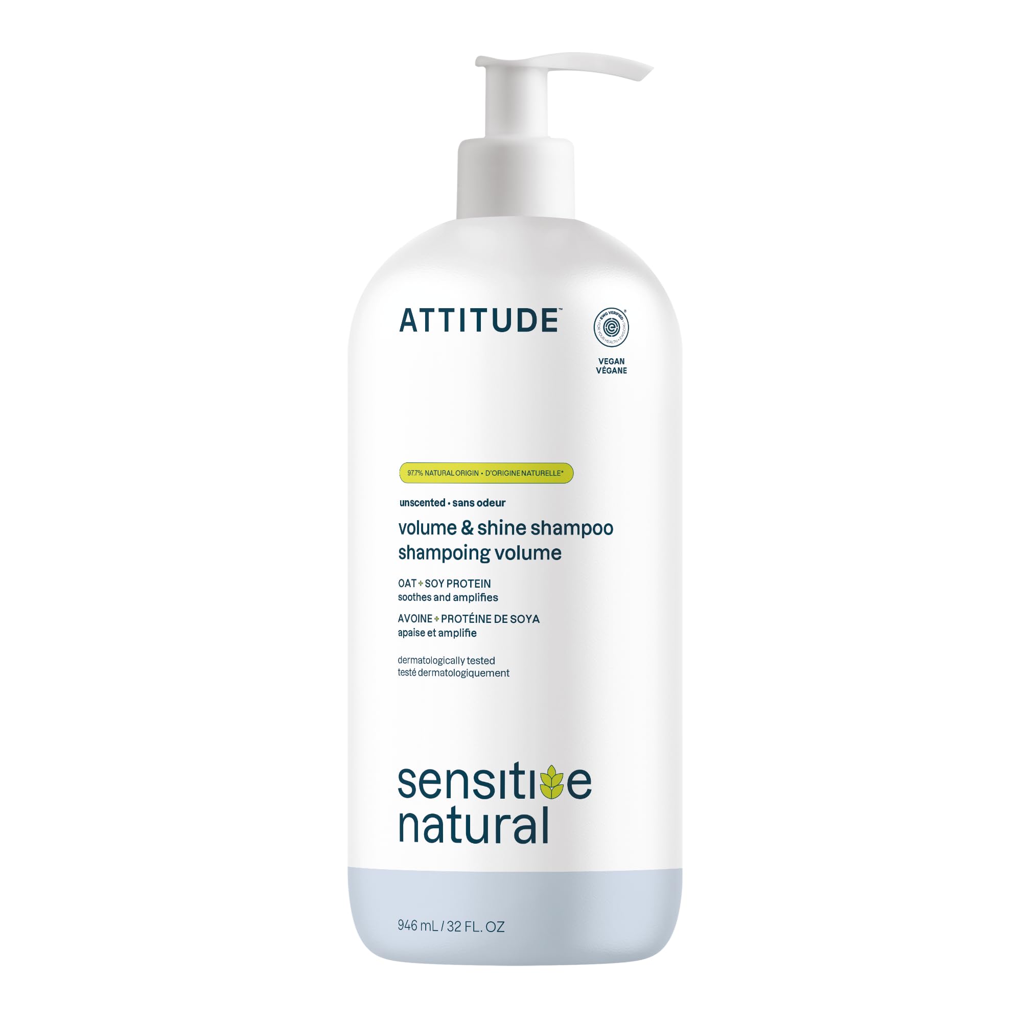 ATTITUDE shampoo for sensitive dry scalp with oat extract for soothing relief.