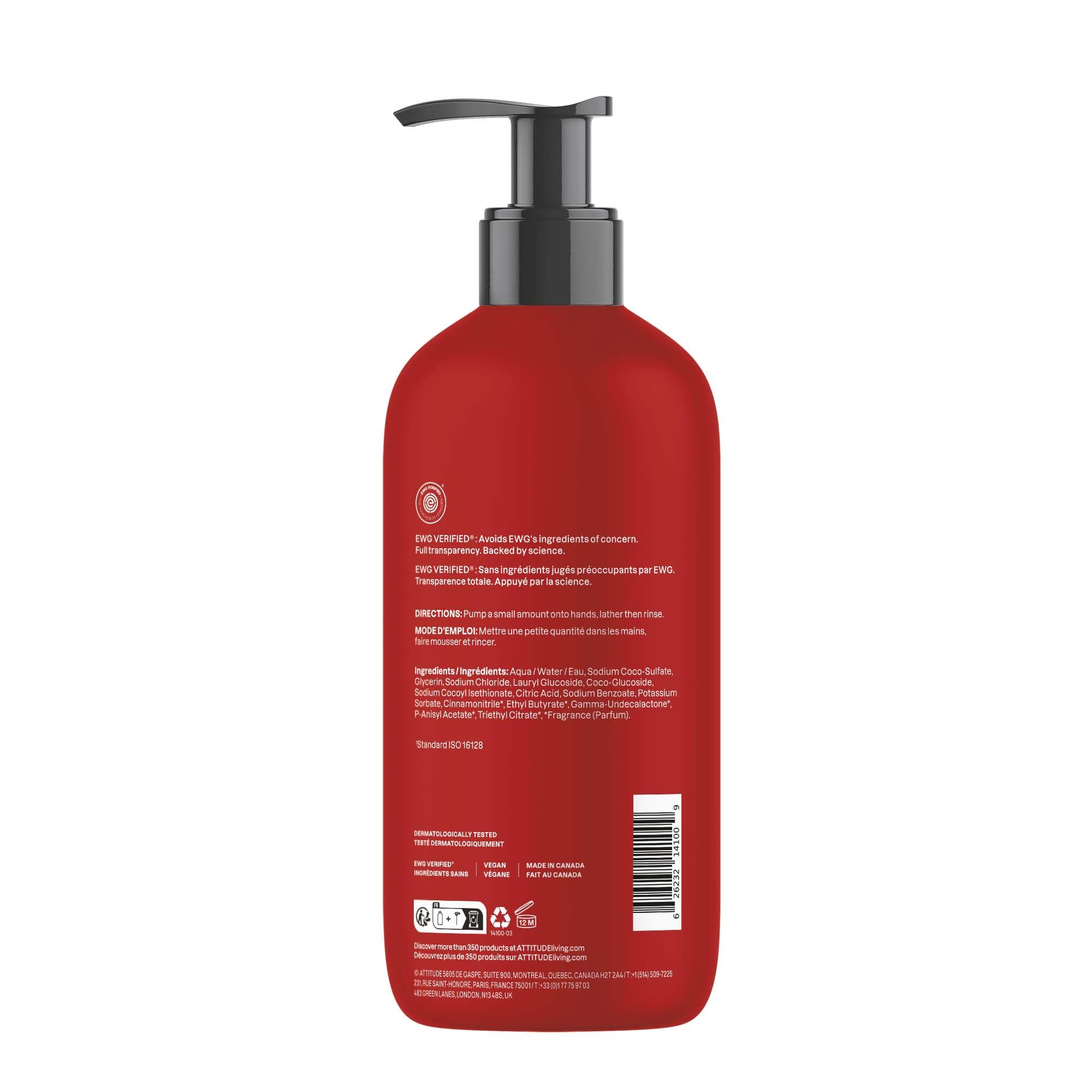 ATTITUDE jabón líquido para manos dermatológicamente probado, apto para toda la familia.