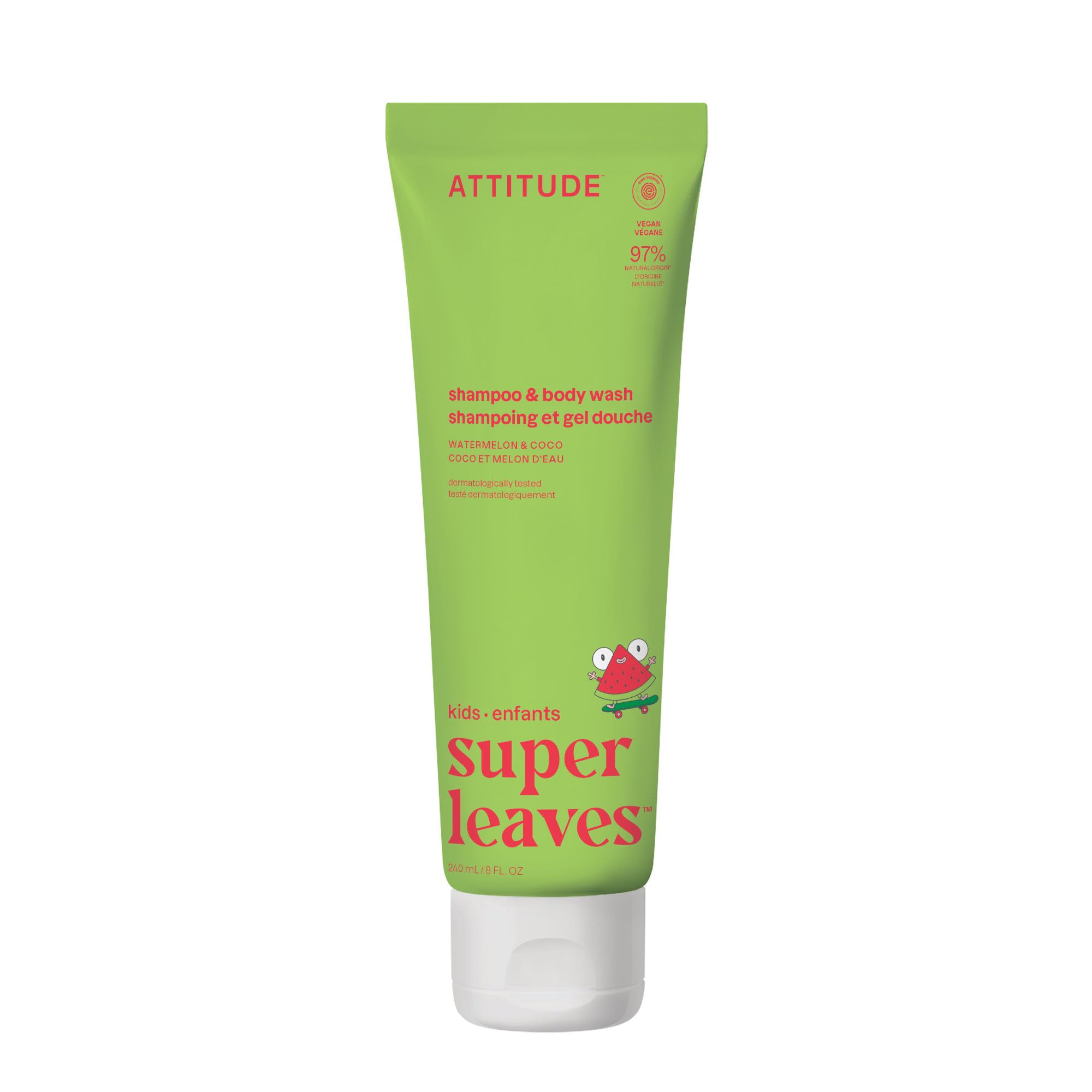 ATTITUDE Kids Shampoo bottle front shows a gentle daily-clean formula for children.