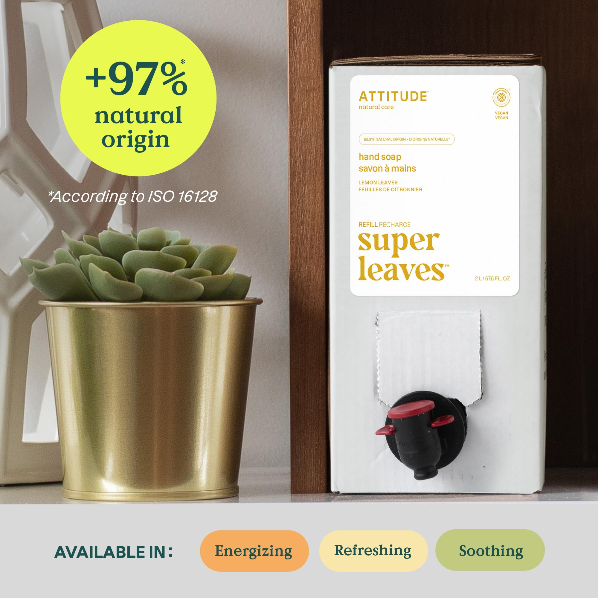 ATTITUDE liquid hand soap Lemon Leaves EWG-verified badge signals safety.