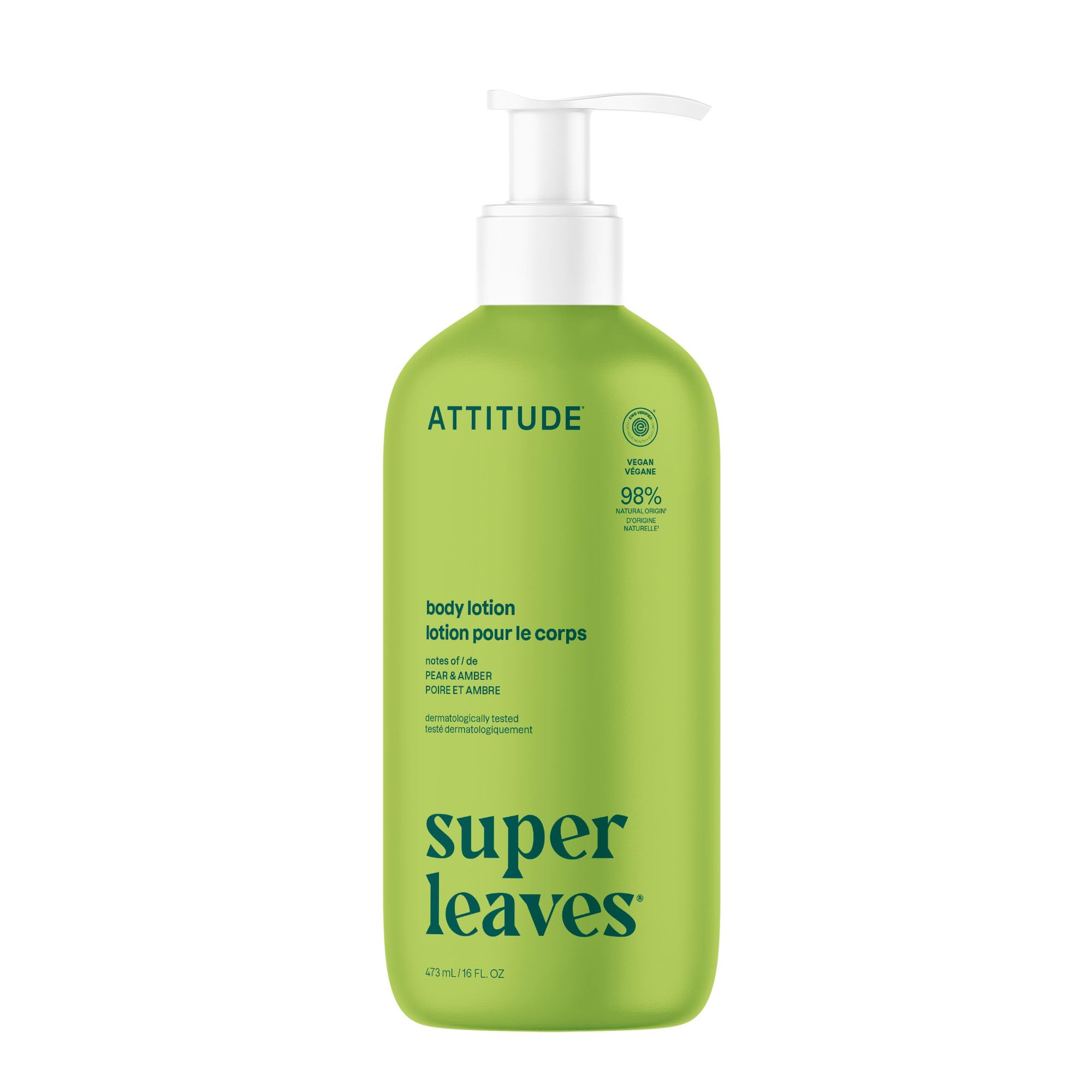 ATTITUDE Loción corporal frente a la botella, hidratación ligera para piel seca.