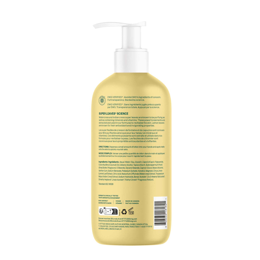 ATTITUDE Loción Corporal uso diario para piel seca que busca suavidad.