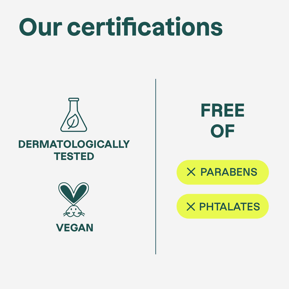 Envase sostenible de ATTITUDE con fórmula vegana y libre de siliconas.