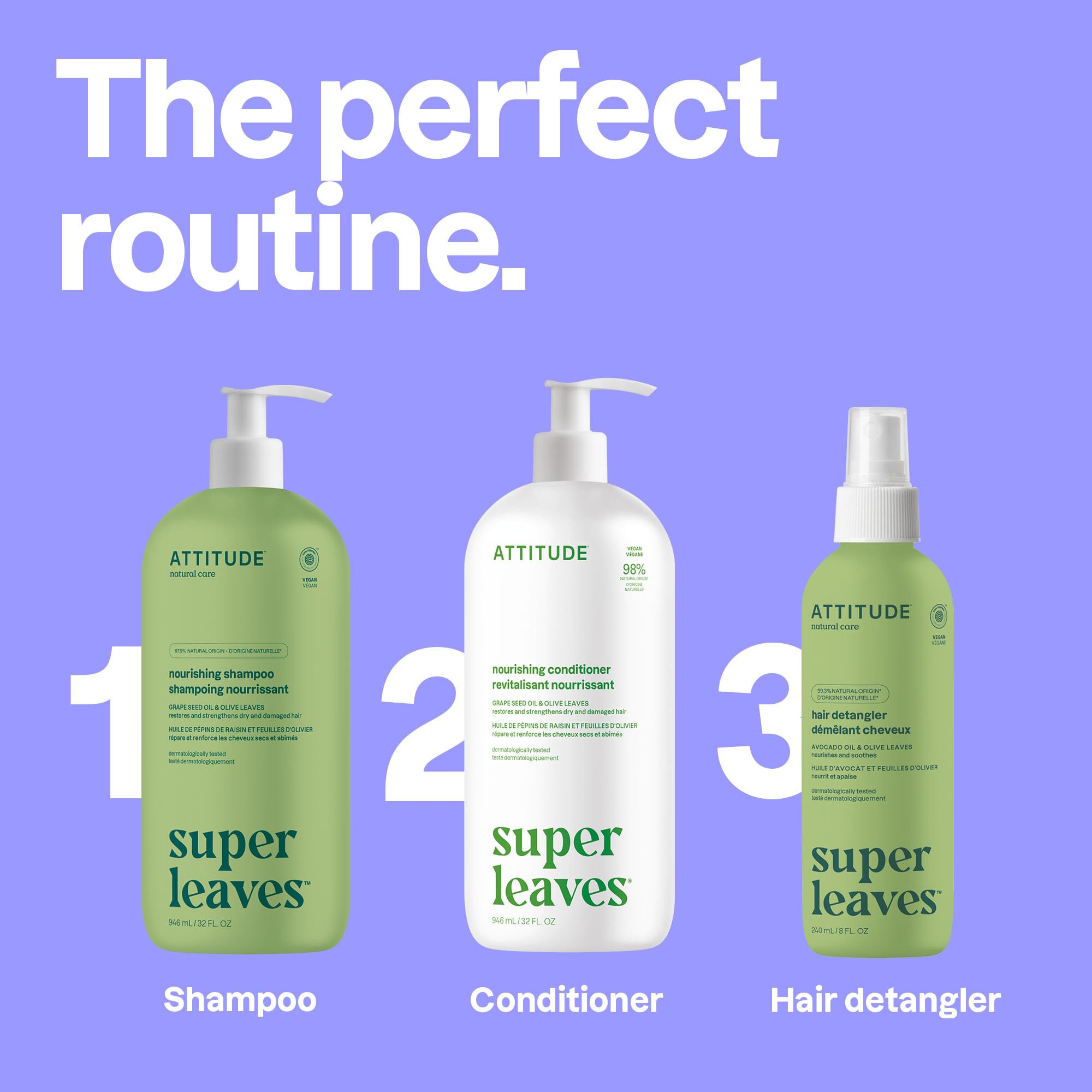 ATTITUDE Nourishing Conditioner vegan-dermatologically-tested signals a clean, responsible choice for hair care.