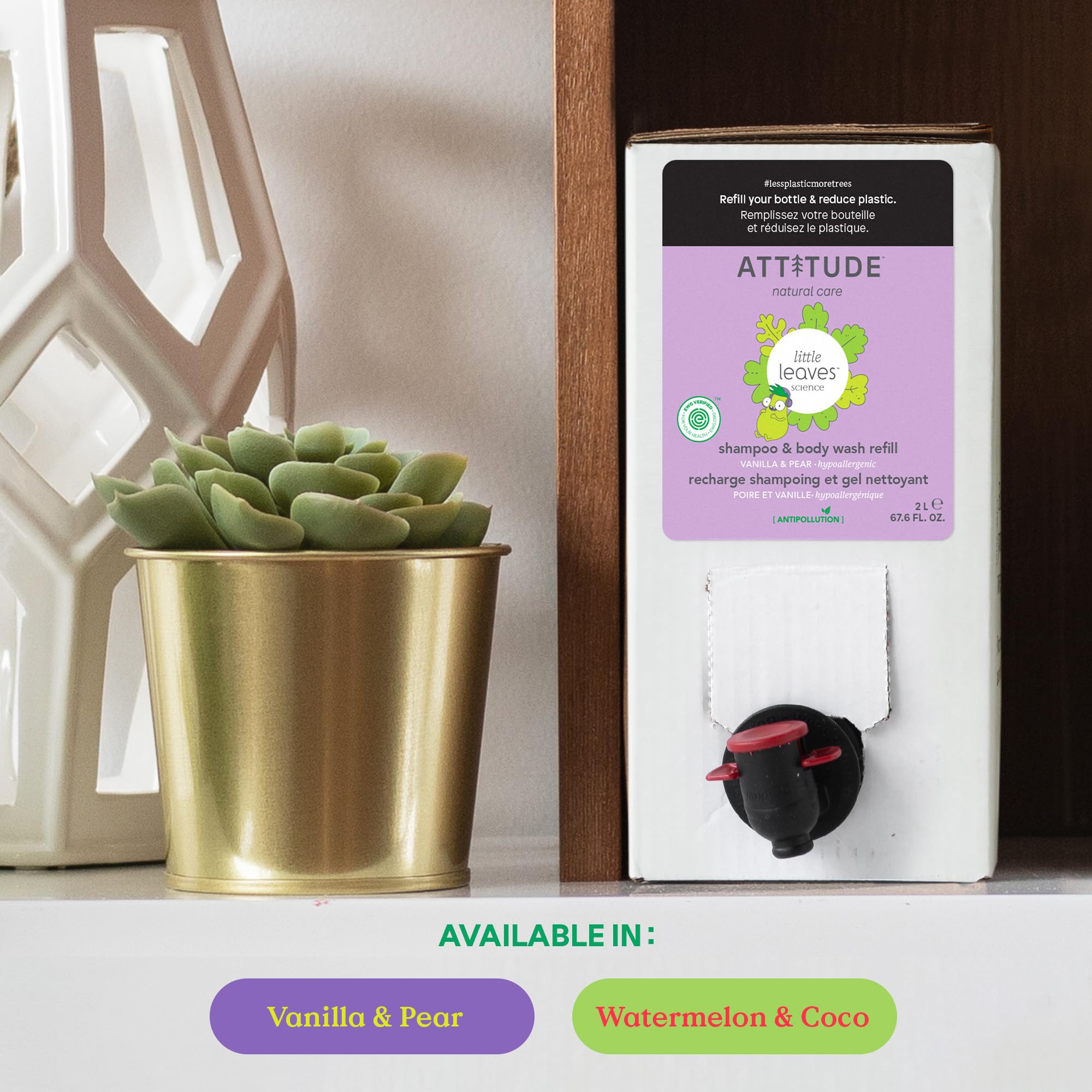 ATTITUDE Pear Vanilla scent emphasizes fruity kid-friendly fragrance