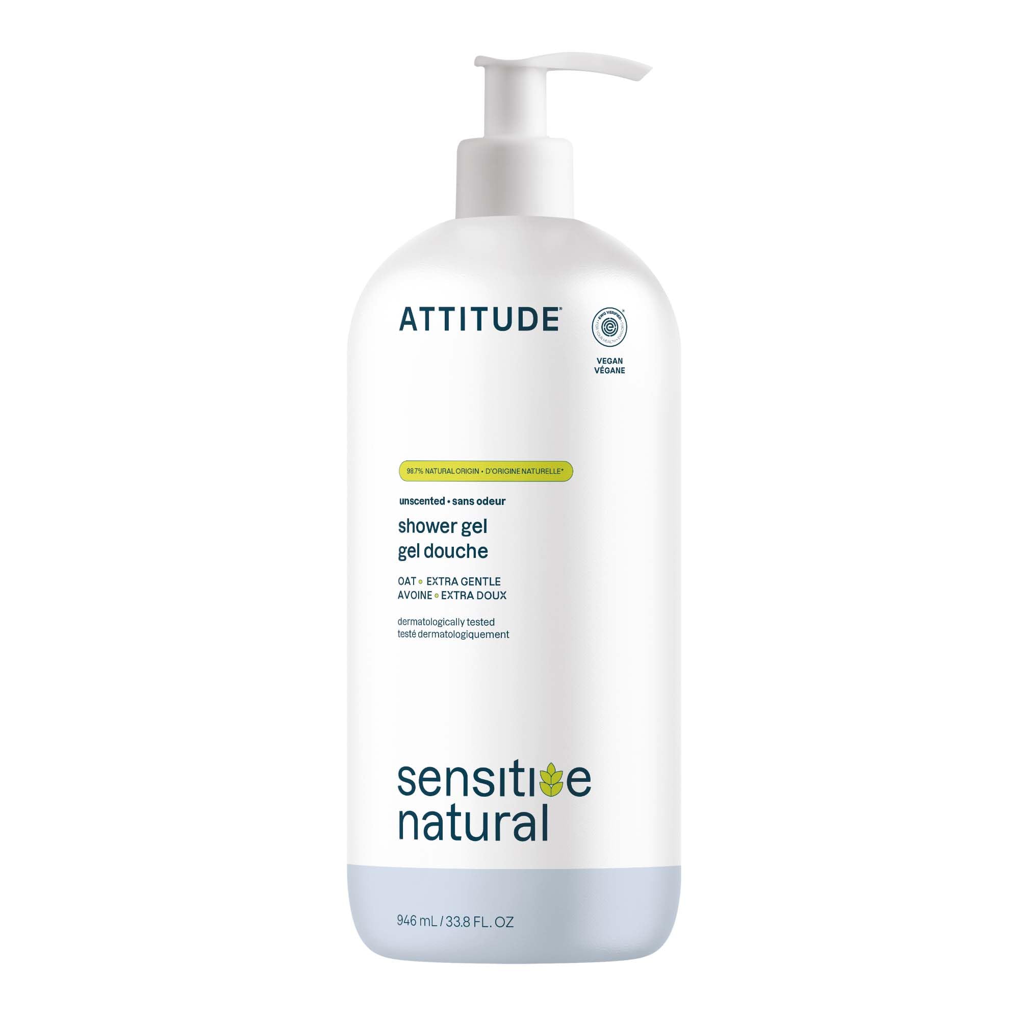 ATTITUDE sensitive skin bottle with creamy foam for gentle daily cleansing