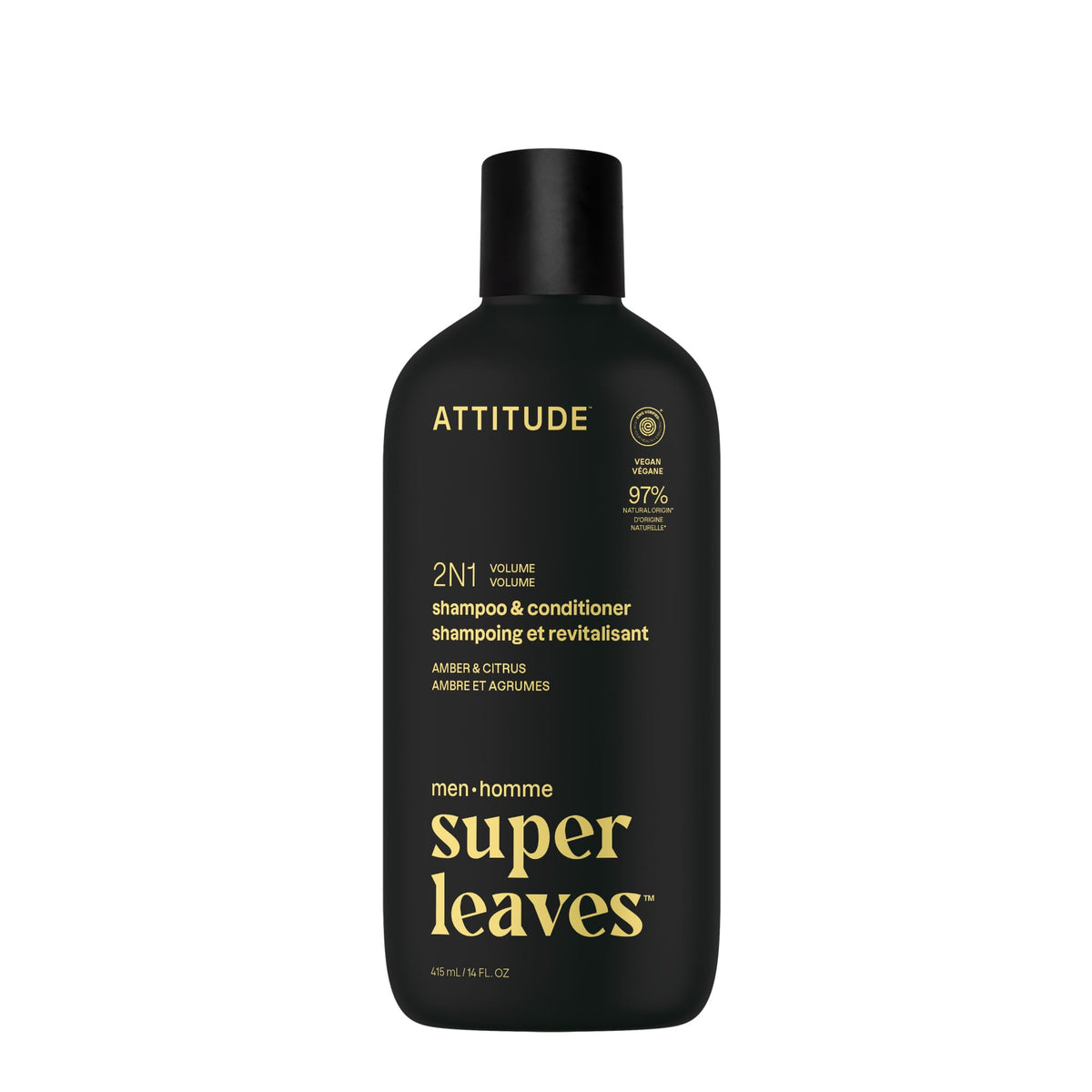 ATTITUDE champú 2 en 1 para hombre con romero y proteina de arroz, aporta volumen