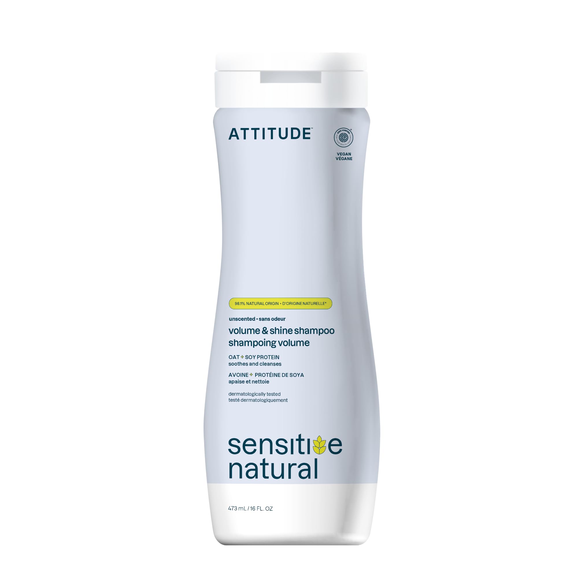 ATTITUDE Shampoo: botella vertiendo para limpieza suave del cuero cabelludo sensible