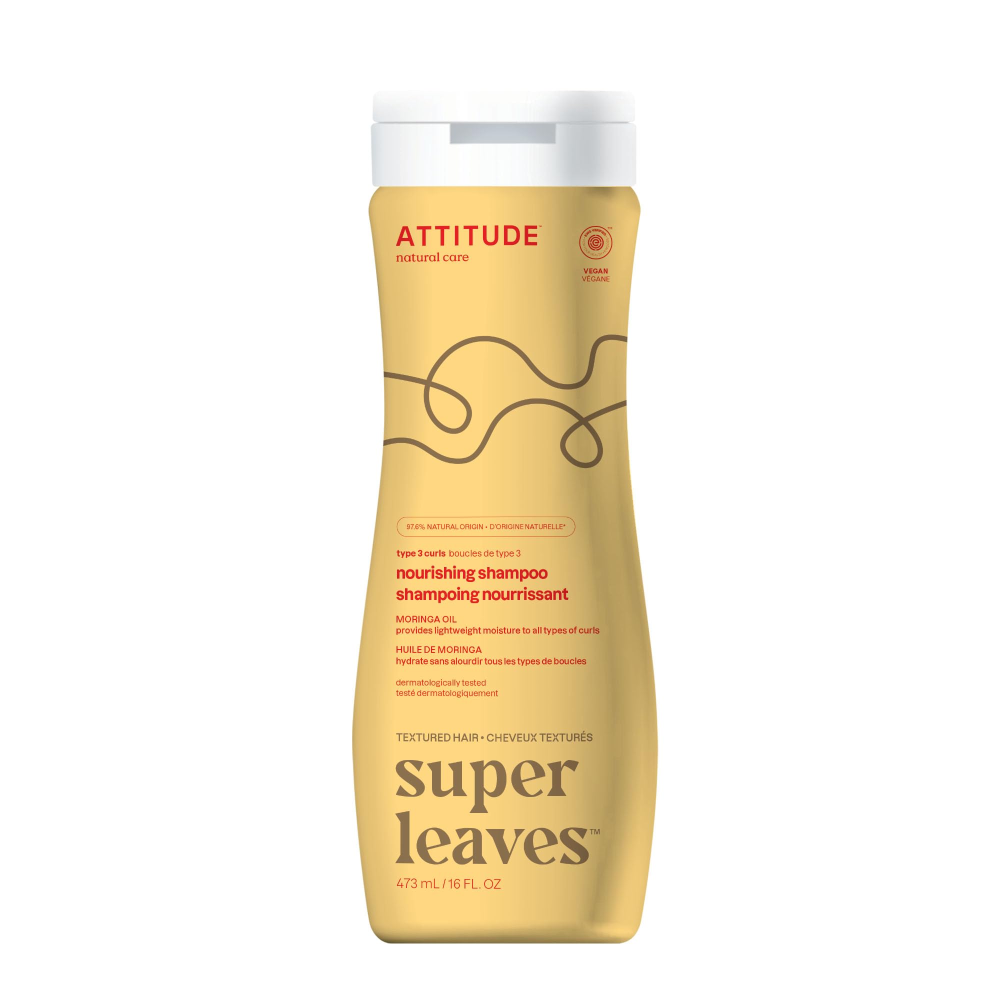 ATTITUDE Shampoo Nutritivo para Rizos con Moringa, definición suave.