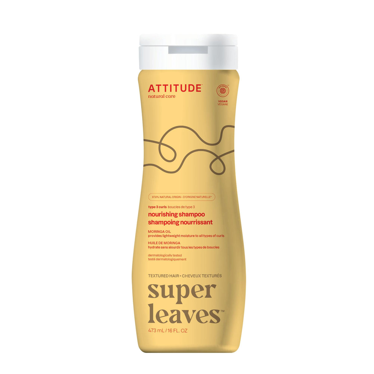 ATTITUDE Shampoo Nutritivo para Rizos con Moringa, definición suave.