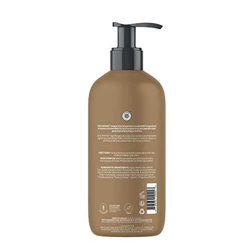 Close-up of ATTITUDE vanilla caramel hand soap pump and rich foam.