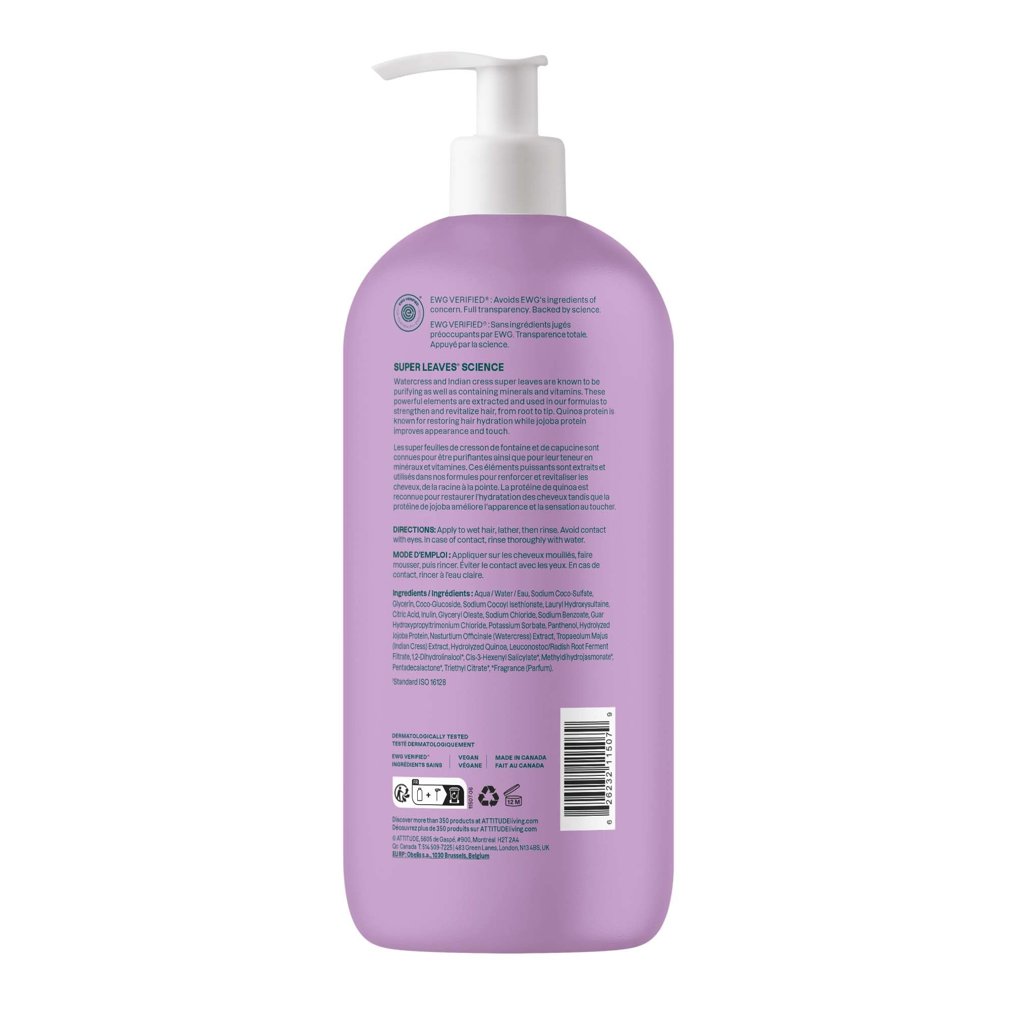 ATTITUDE Moisture Rich Hair Shampoo is vegan and dermatologically tested.