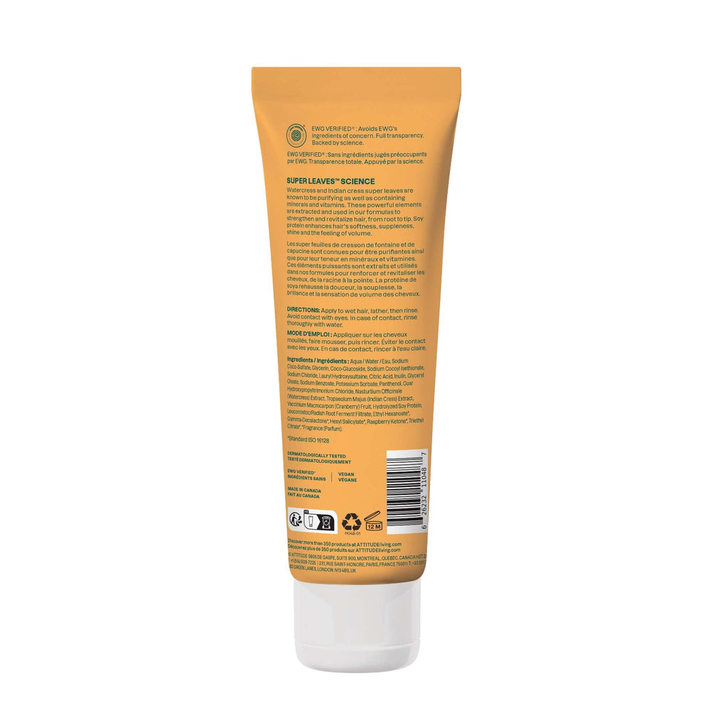 ATTITUDE Volume & Shine shampoo vegan dermatologist-tested icon signals suitability for sensitive scalps.