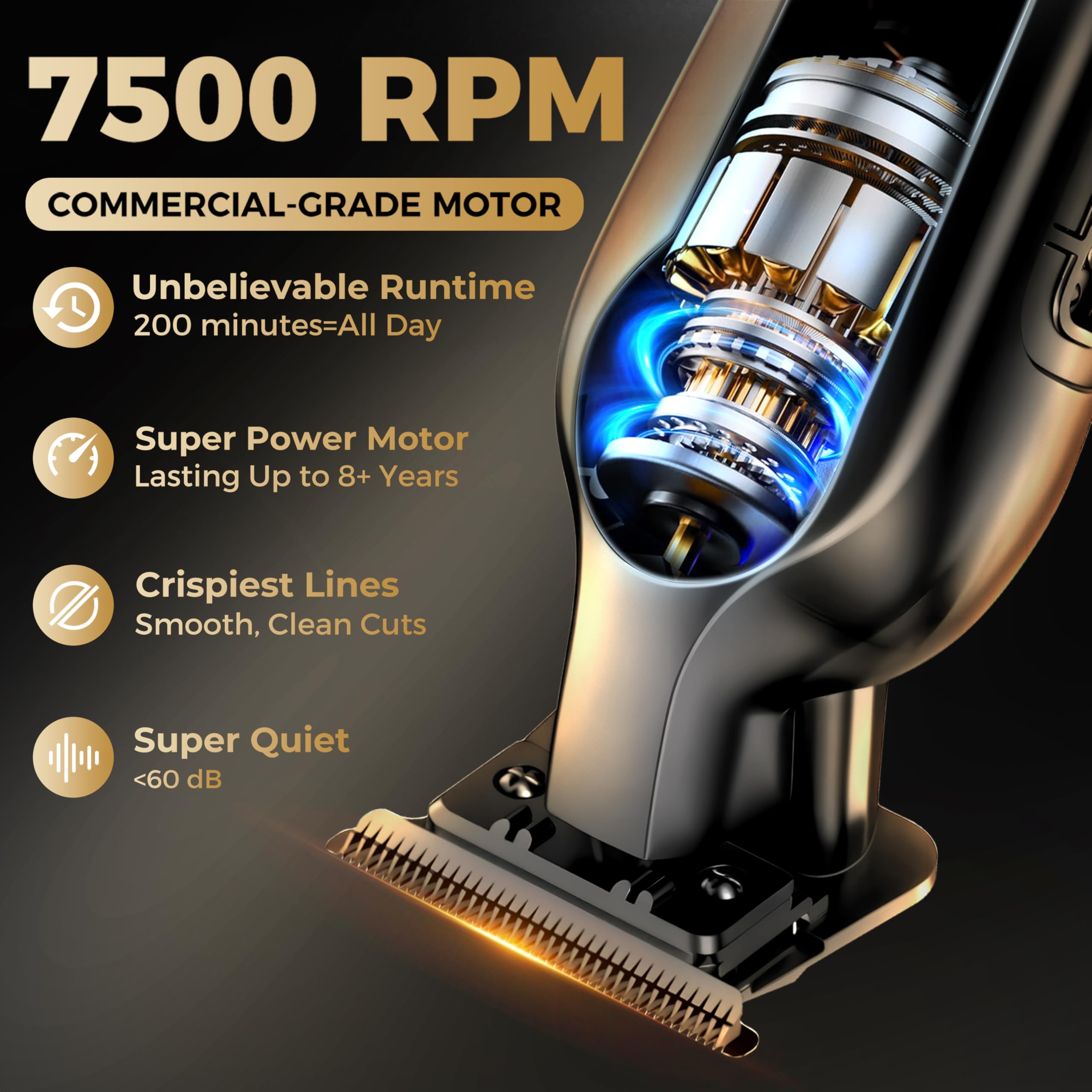 ATVOXIS cordless trimmer highlighting 200-minute runtime for all-day grooming.