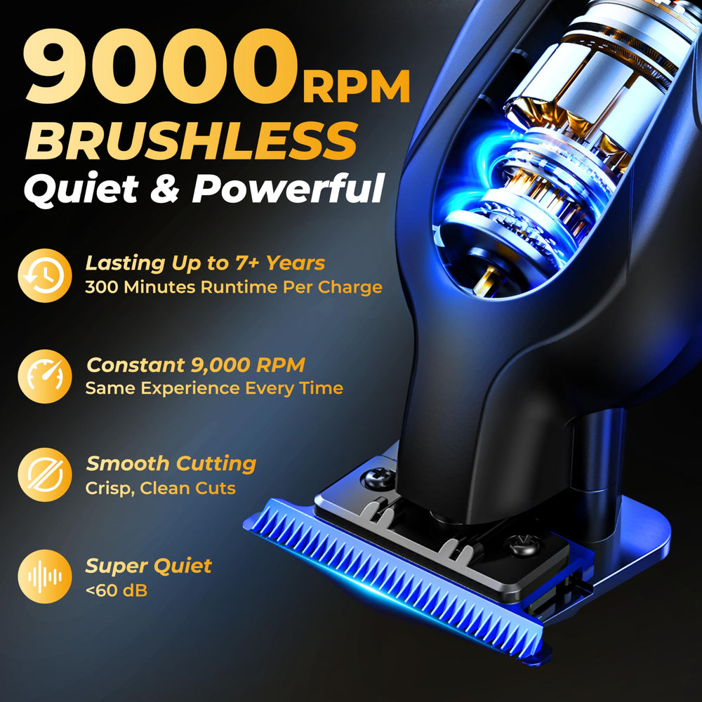 ATVOXIS runtime display and fast charging stand keep grooming uninterrupted.