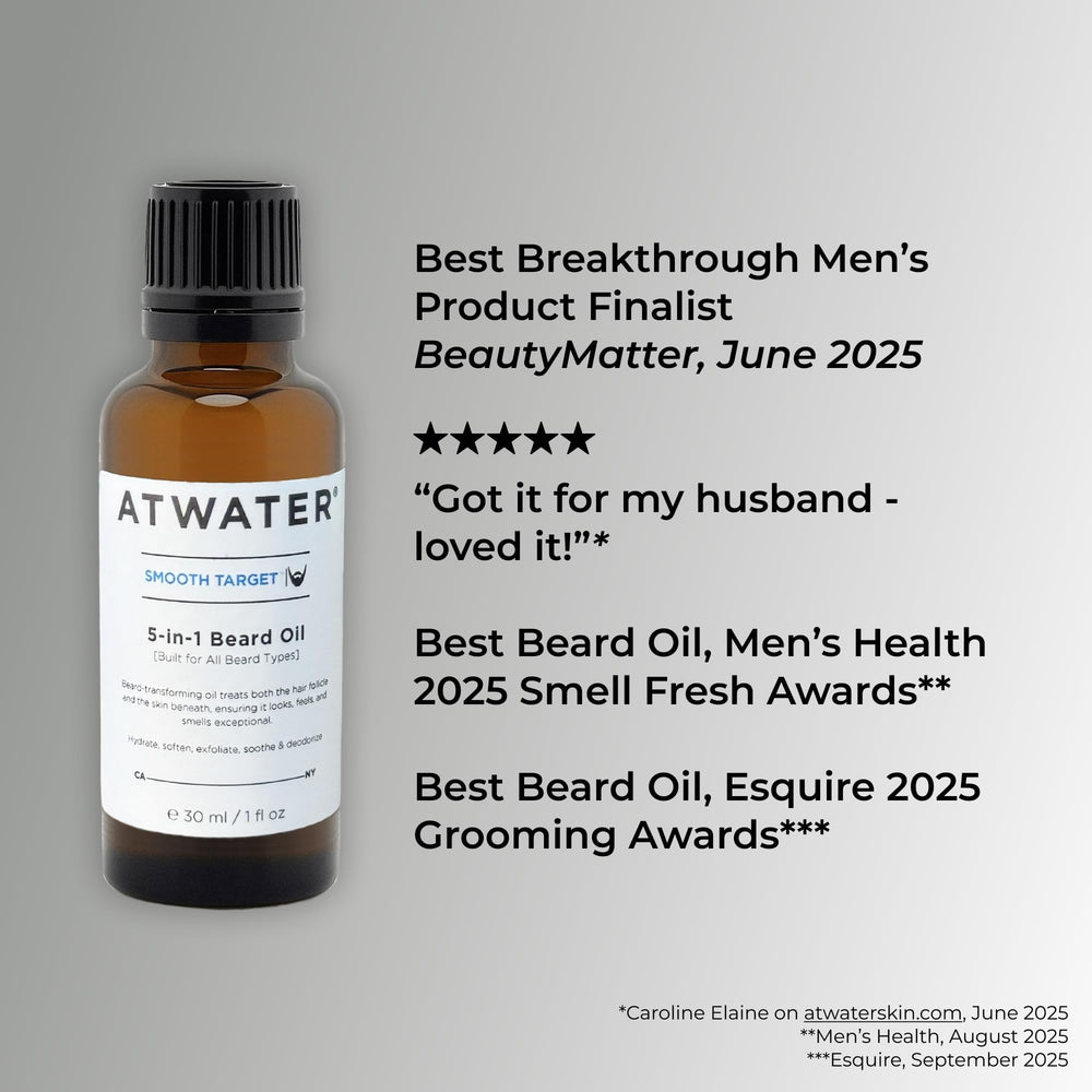 ATWATER formula with argan, rice bran, and apple seed oils for soft beard.