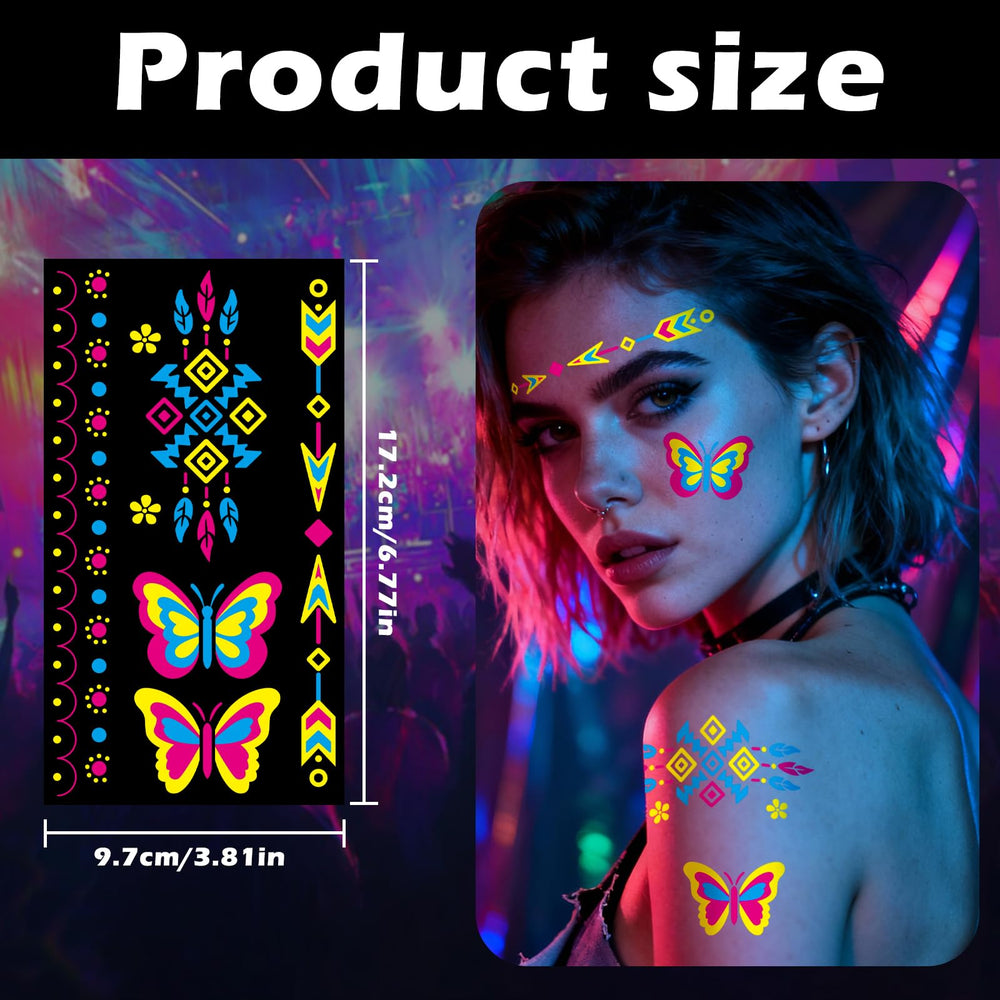 Tatuaje luminoso atydkug formas geometricas; diseño moderno para fiestas