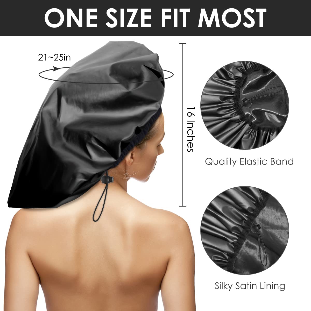 Interior satinado del gorro Auban extragrande para proteger el peinado.