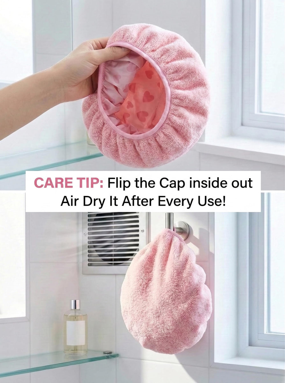 Auban shower cap is travel-ready, perfect for hotel stays.