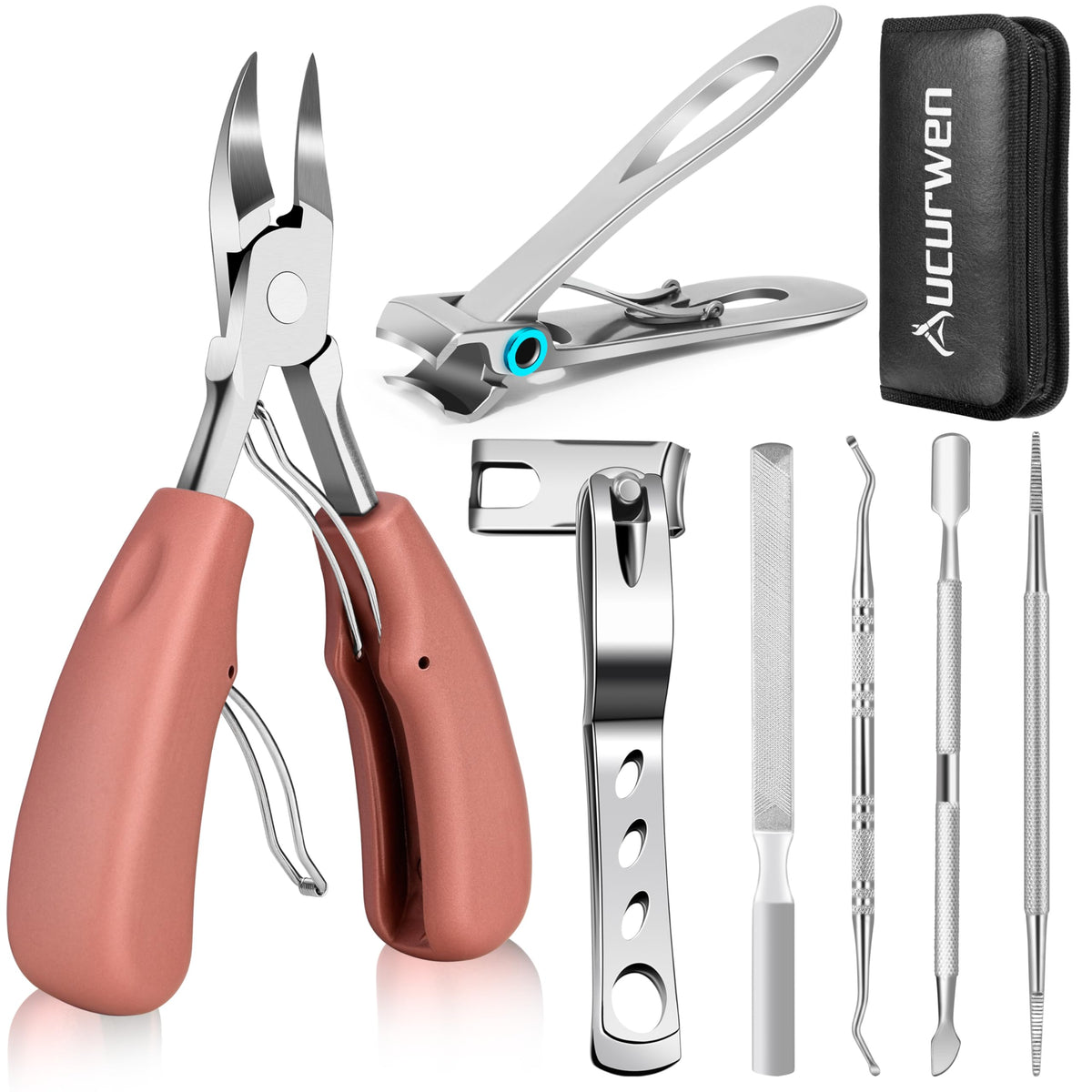 Aucurwen 360° rotating toenail clipper enables smooth trimming with minimal wrist strain.