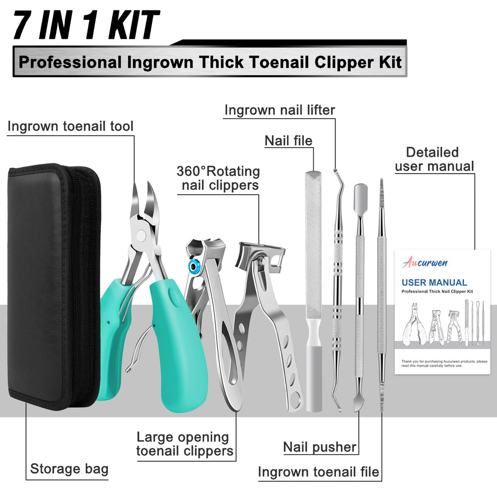 Aucurwen large-opening clippers in action for thick nails.