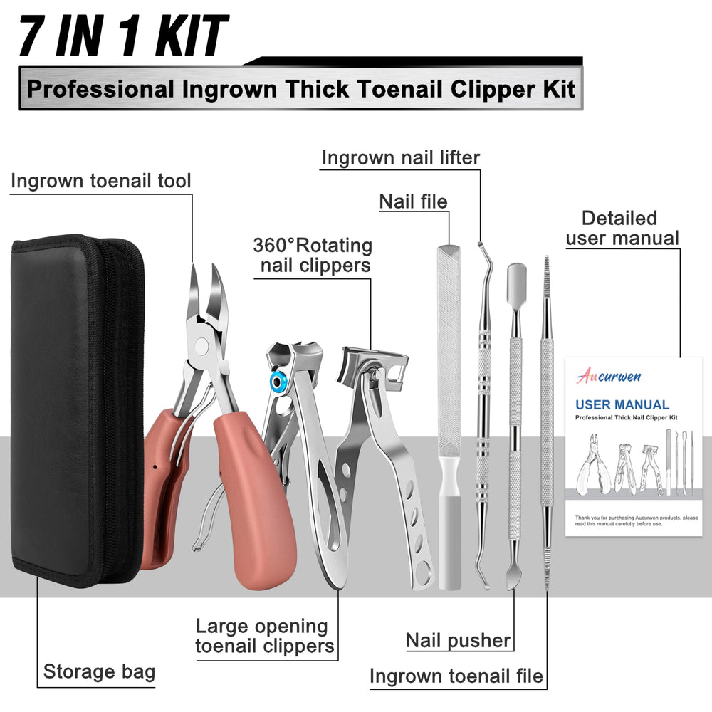 Aucurwen large-opening toenail clippers accommodate thick nails for faster cuts.