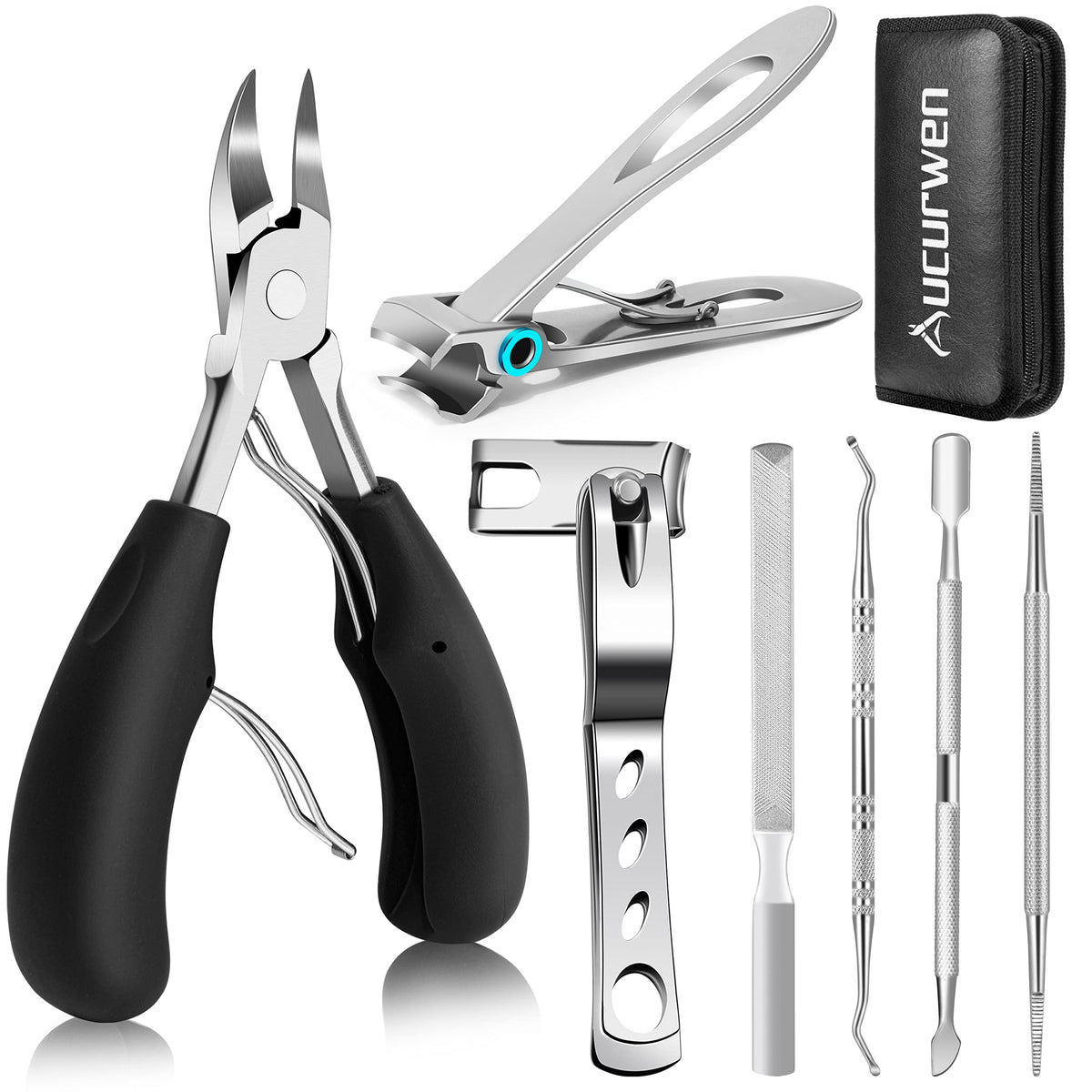 Aucurwen toenail clippers for seniors focusing on ingrown nails for precise trimming.