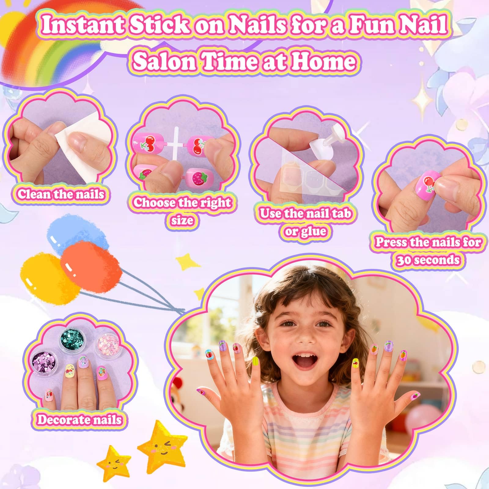 Audab pegatinas brillantes para uñas, añade brillo y estilo.