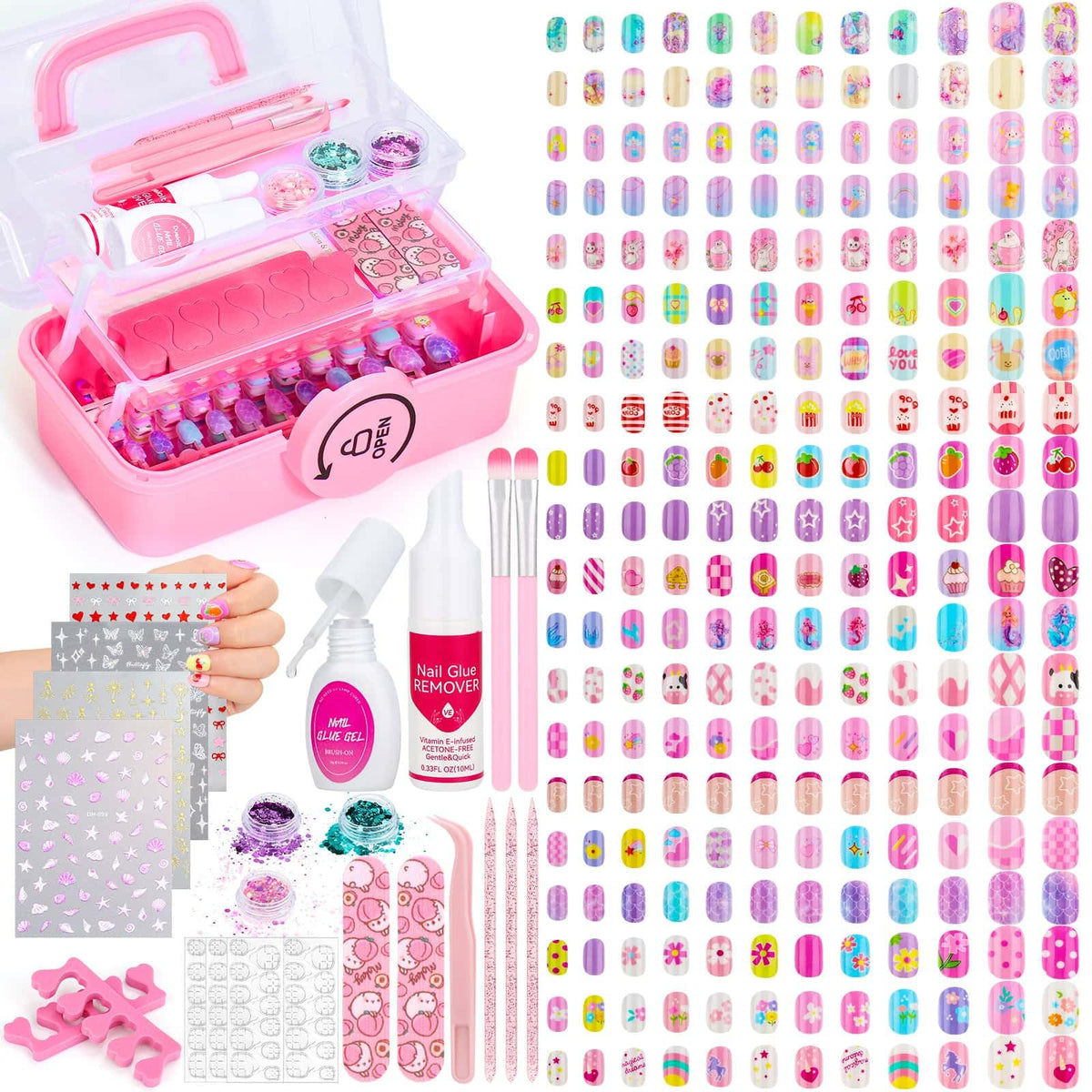 Audab uñas postizas para niñas, conjunto de 480 piezas para manualidades divertidas.