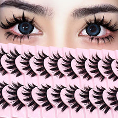 AUGENLI manga lashes 10-pairs spiky set for cosplay and anime-inspired eyes.