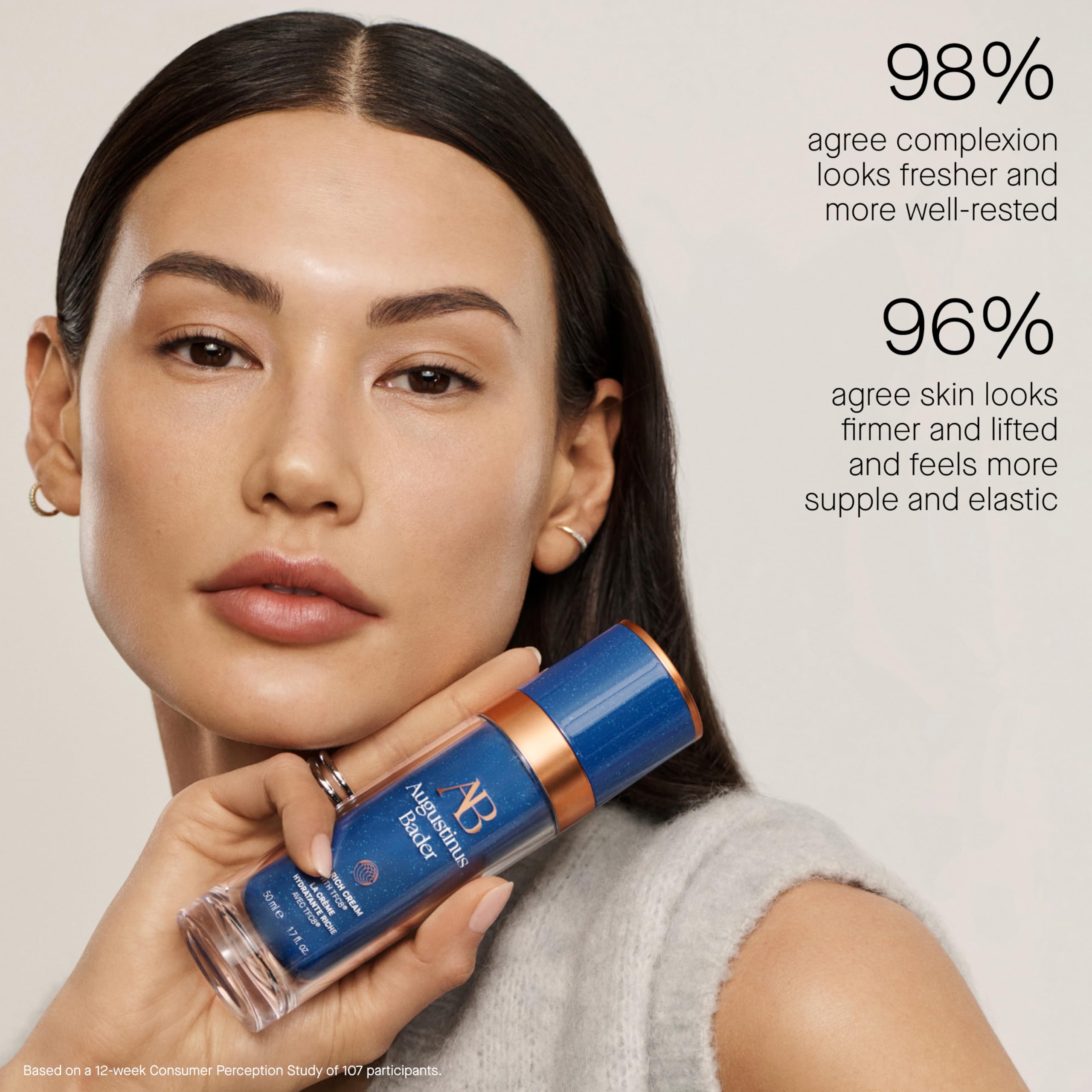 Premium packaging of Augustinus Bader Rich Cream signals trusted skincare quality.