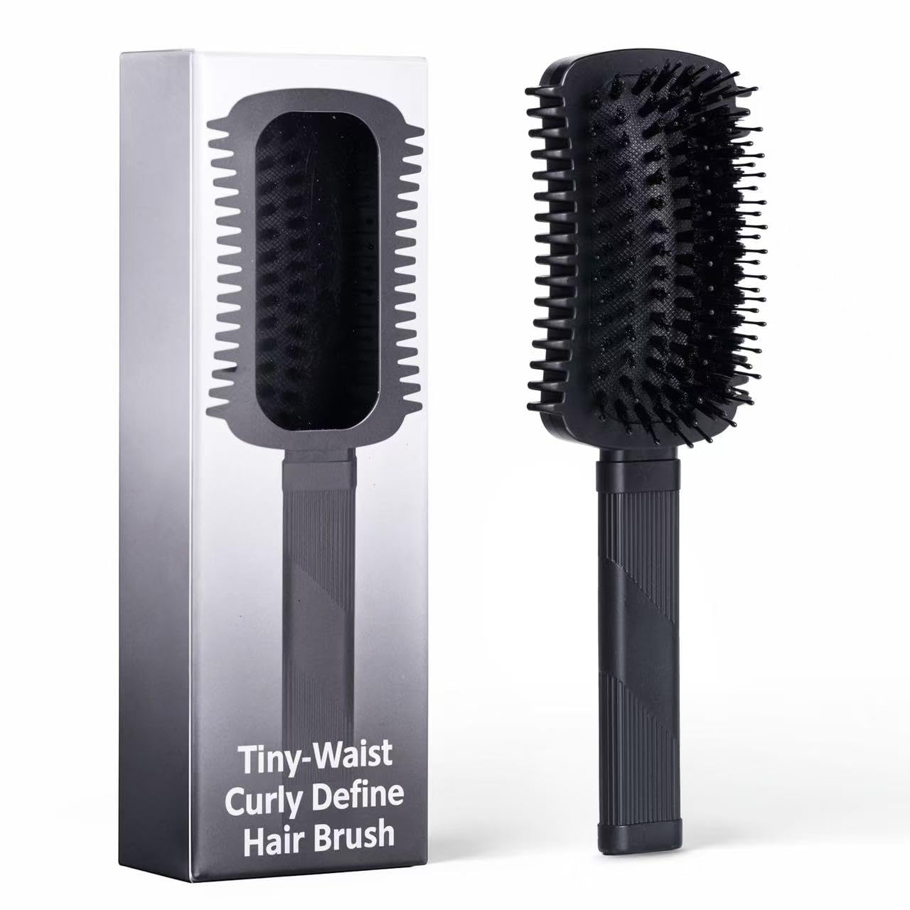 Auhrjomra curly hair brush with black handle for detangling and shaping curls.