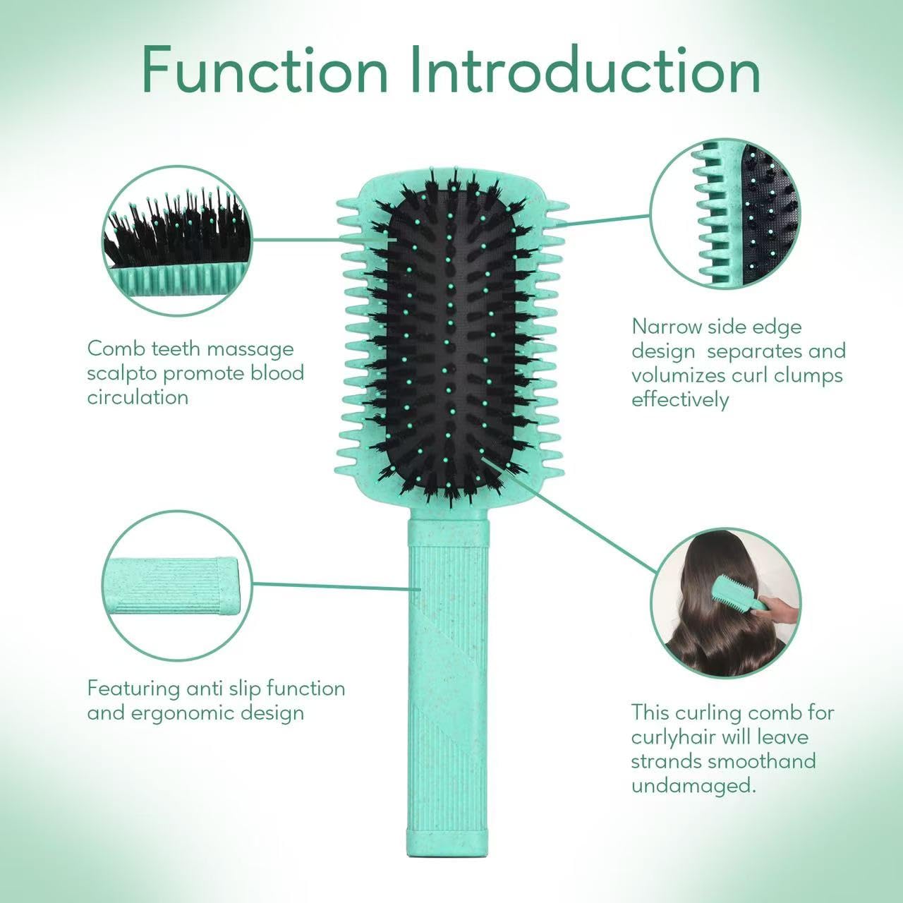 Auhrjomra volume curl brush with ergonomic handle for easy styling on the go.