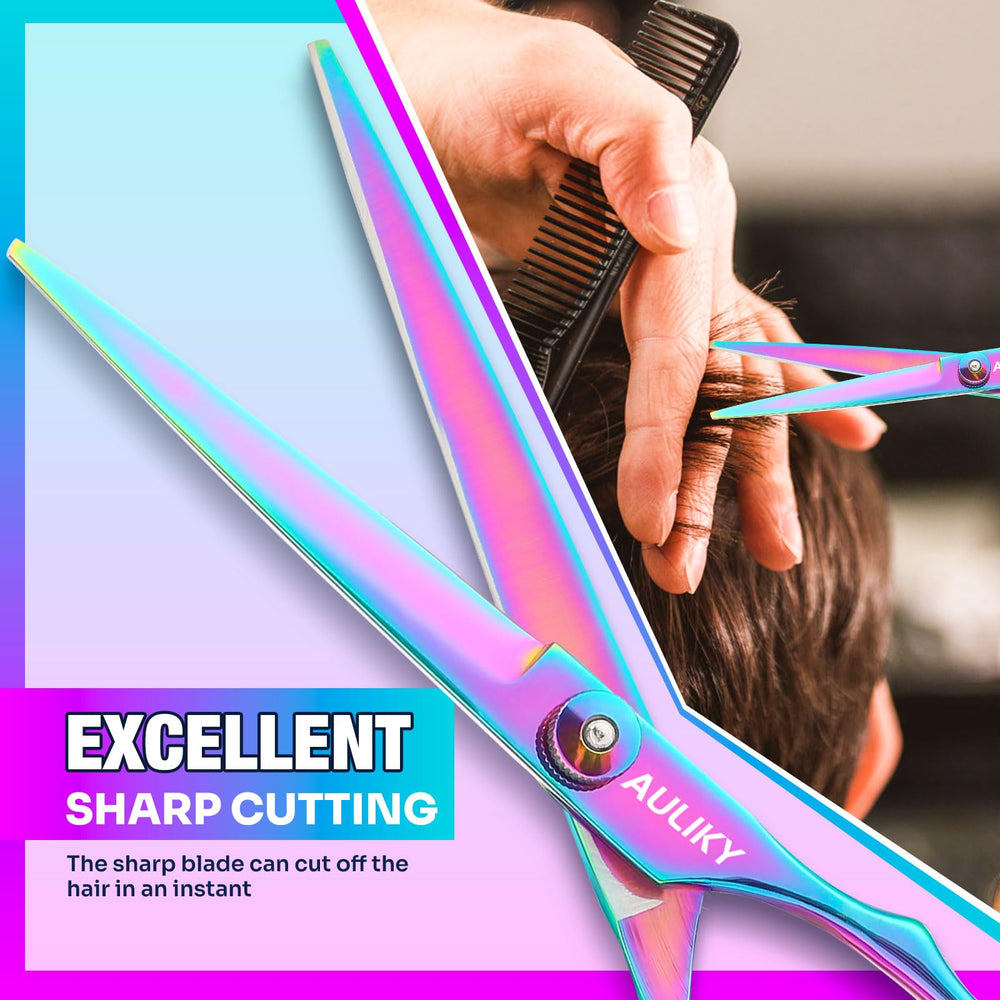 AULikY 27-tooth thinning scissors provide controlled texture and balance.