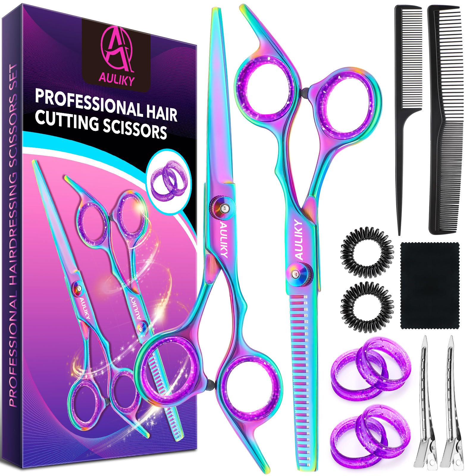 AULikY hair cutting scissors kit 6.7 inch for precise, clean cuts.