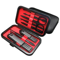 AULLUA 8-piece manicure set in a sleek case for convenient travel grooming.