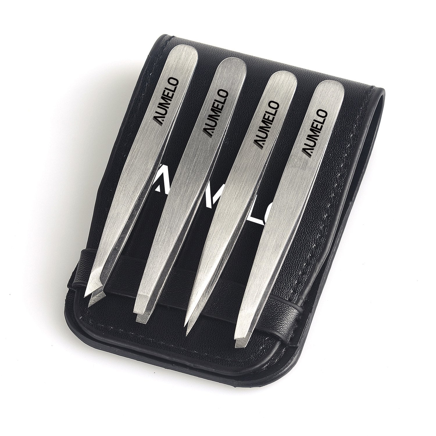 AUMELO pointed-tip tweezers target tiny hairs and fine splinters with accuracy.