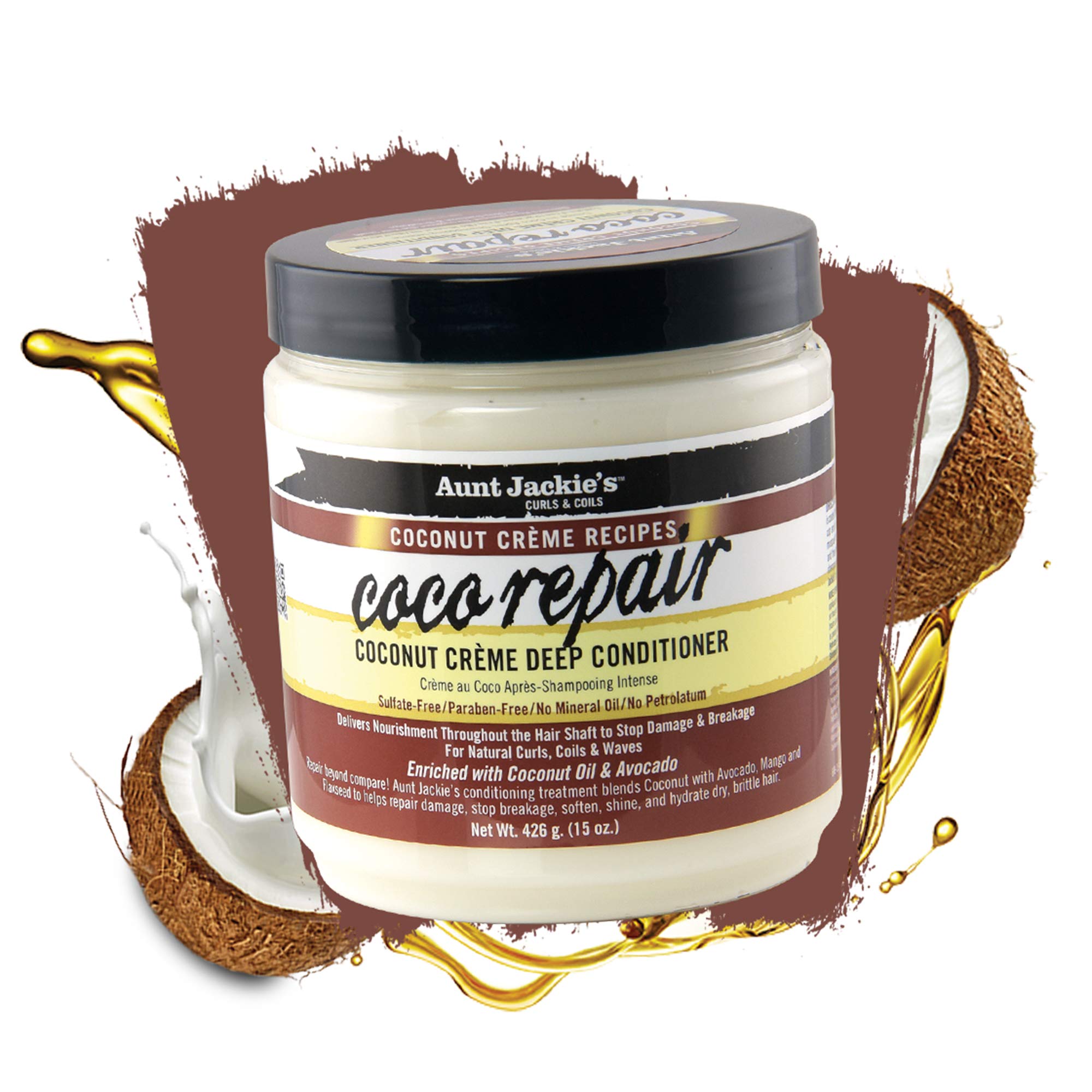 Aunt Jackies Coco Repair jar close-up shows creamy texture for frizz control