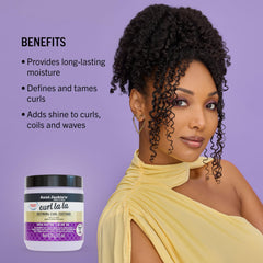Aunt Jackie's Curl La La defines curls and adds shine to hair.