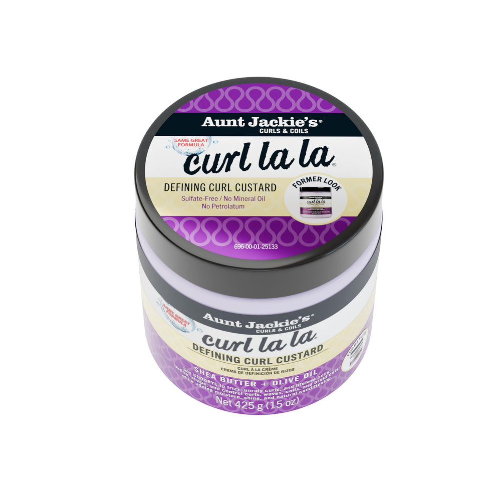 Aunt Jackie's Curl La La applied on wet hair for frizz-free definition.