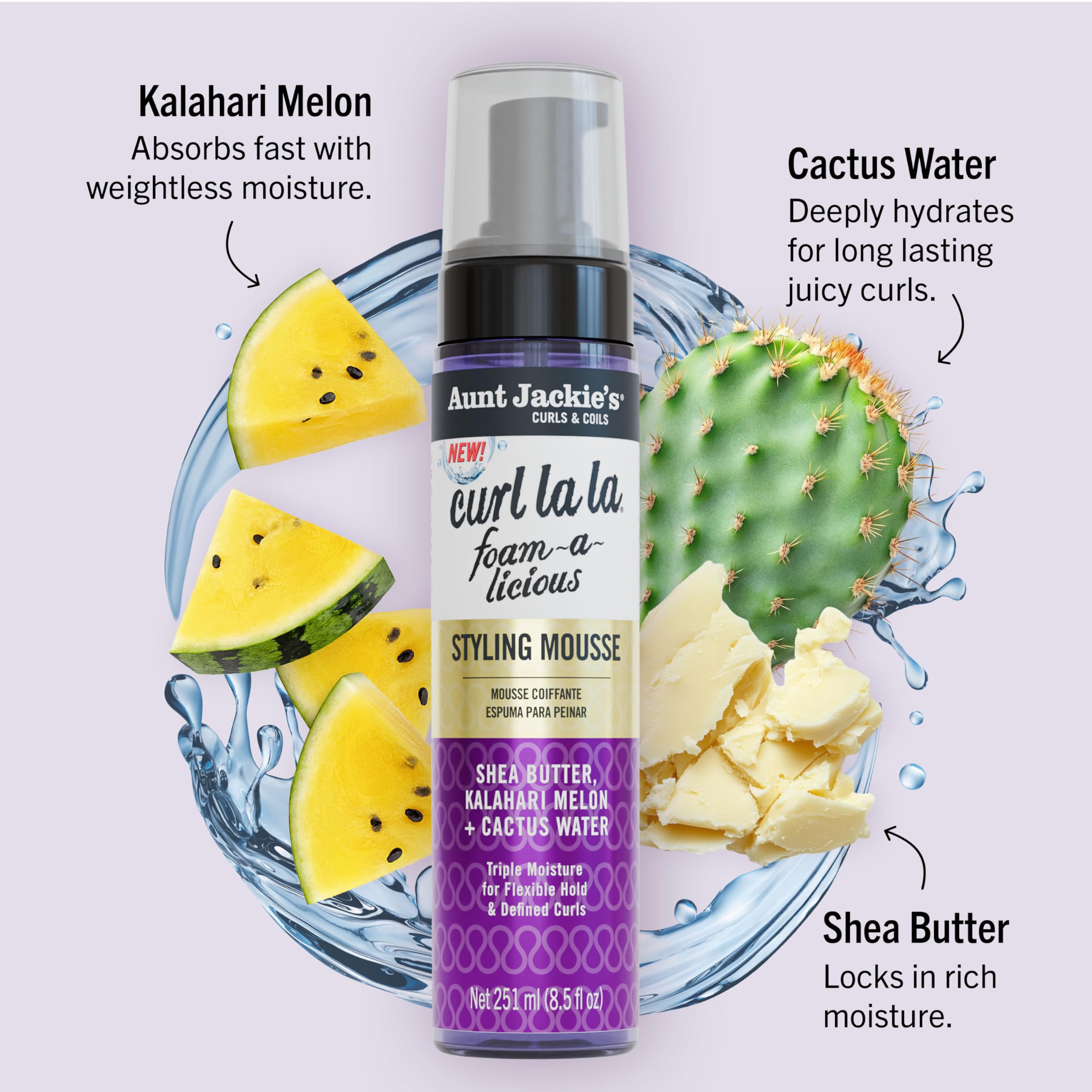 Close-up of dispensing Curl La La Foam-a-licious mousse for styling