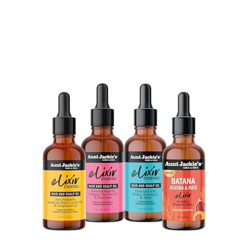 Aunt Jackie's Elixir Essentials daily-use ritual on bathroom shelf
