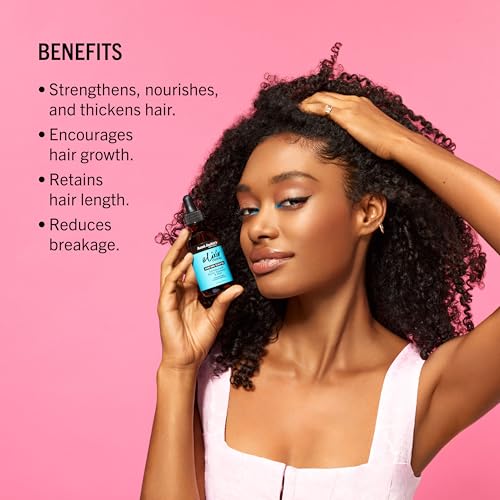 Aunt Jackie's Elixir Essentials ingredients closeup shows biotin, rosemary, mint