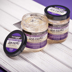 Aunt Jackie's Ice Curls applied to damp hair for defined waves and curls