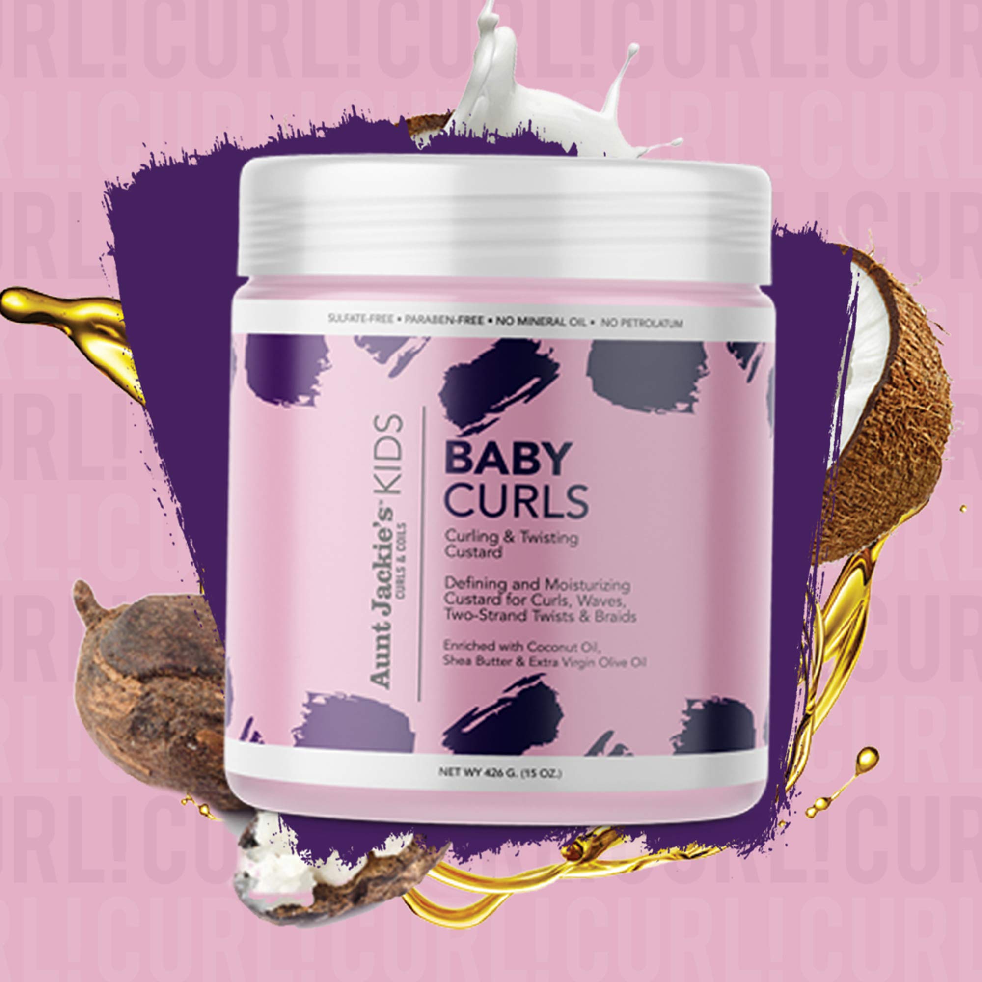 Aunt Jackie's Kids Baby Curls textura suave sin residuo, ideal para rizos y trenzas